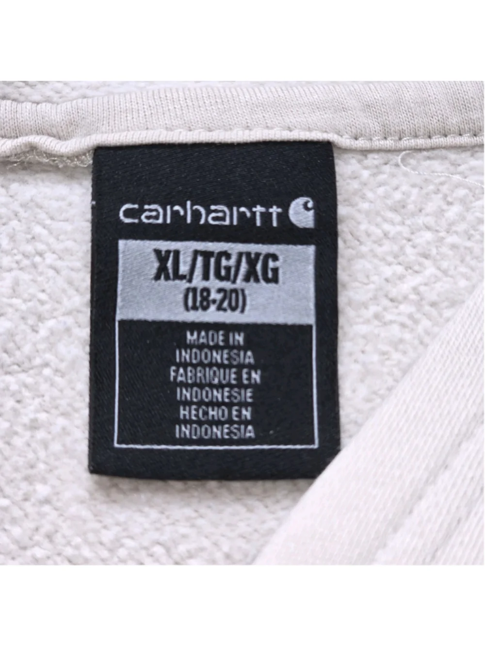 Carhartt Logo Print Pullover Hoodie Off-White Size XL 18-20 Youth